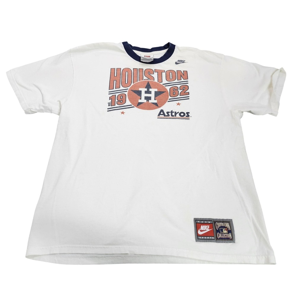 Vintage Houston Astros Shirt Mens L White MLB Baseball Nike Cooperstown Tee